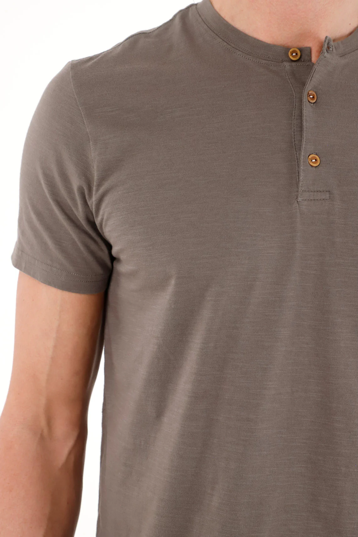 Men's Grey Neru Collar T-Shirt - Image 2