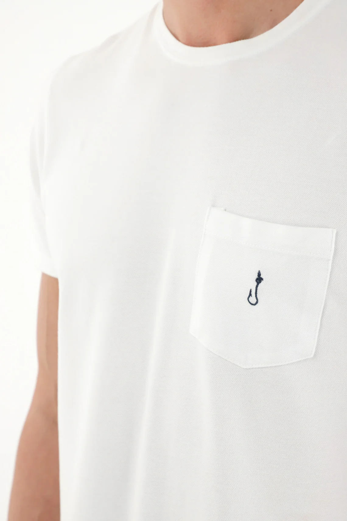 White Front Pocket T-Shirt for Men - Image 2