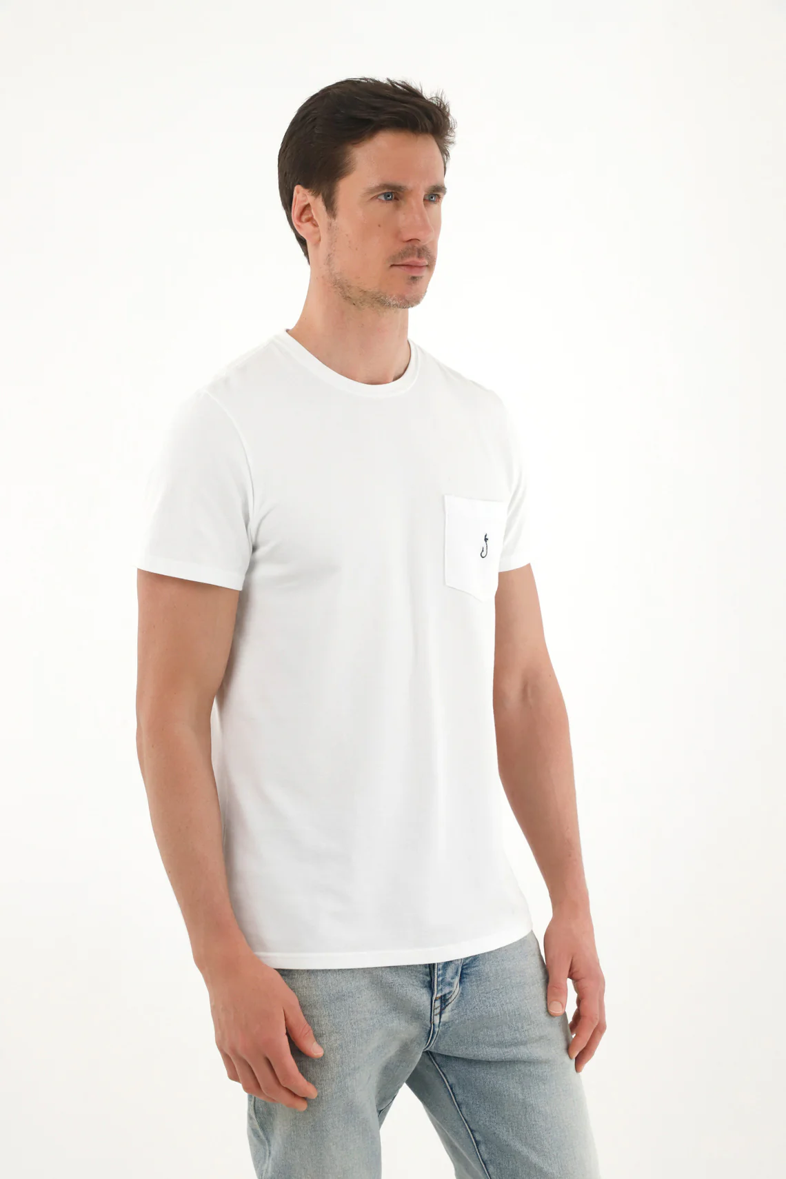 White Front Pocket T-Shirt for Men - Image 3
