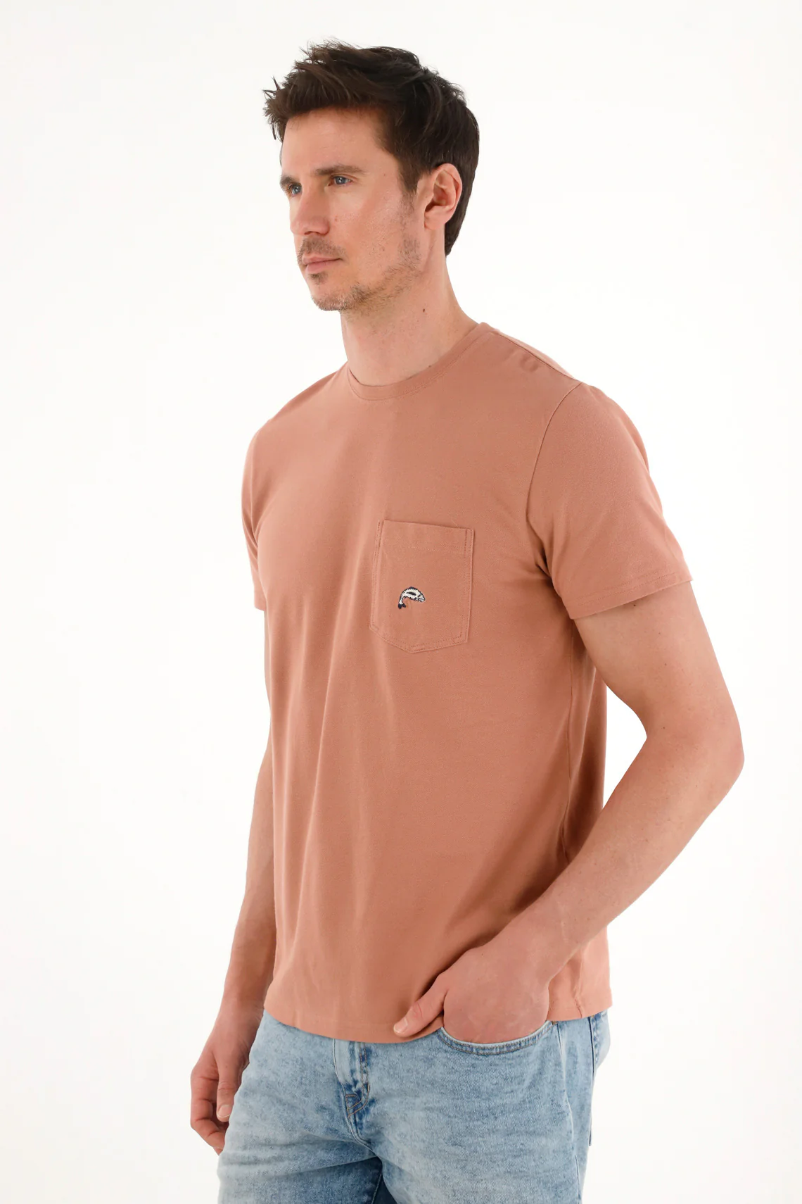 Men's Brown Front Pocket T-Shirt