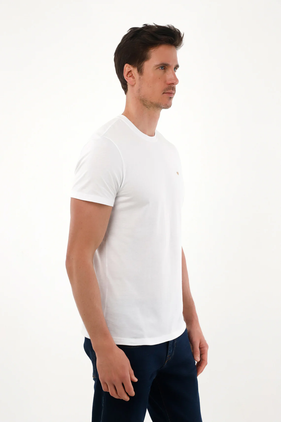 White Printed Crew Neck T-Shirt for Men - Image 3