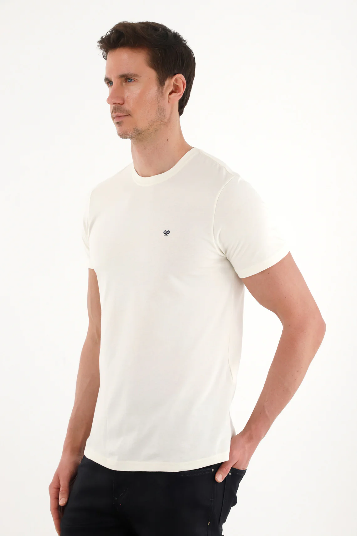 Men's Cream Round Neck Printed T-Shirt - Image 4