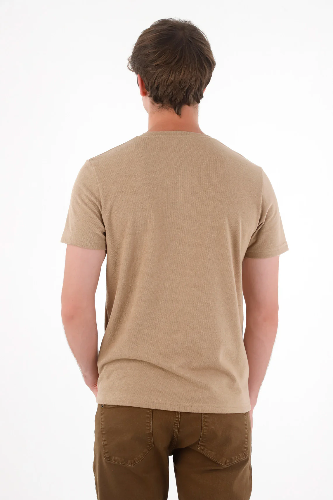 Men's Woven Fabric Brown T-Shirt - Image 4