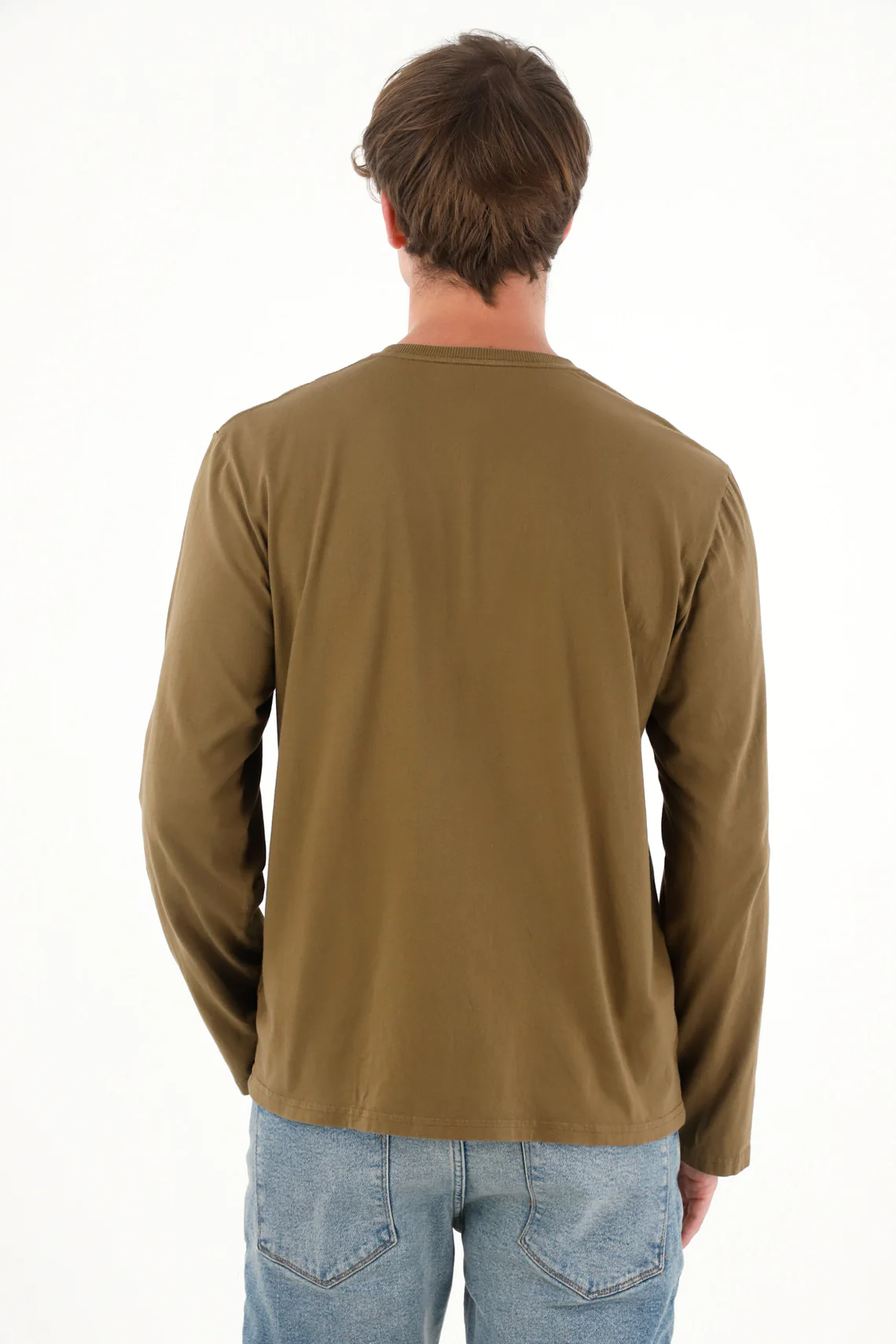 Men's Long Sleeve Button-Up Shirt in Brown - Image 4