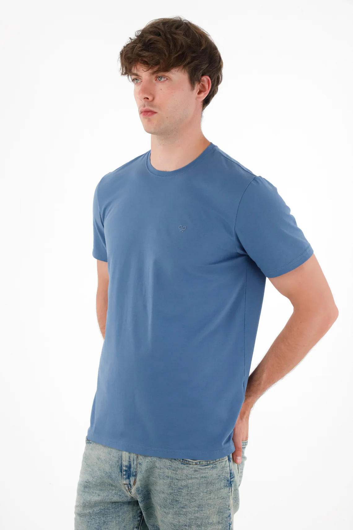 Blue Printed Racquet T-Shirt for Men
