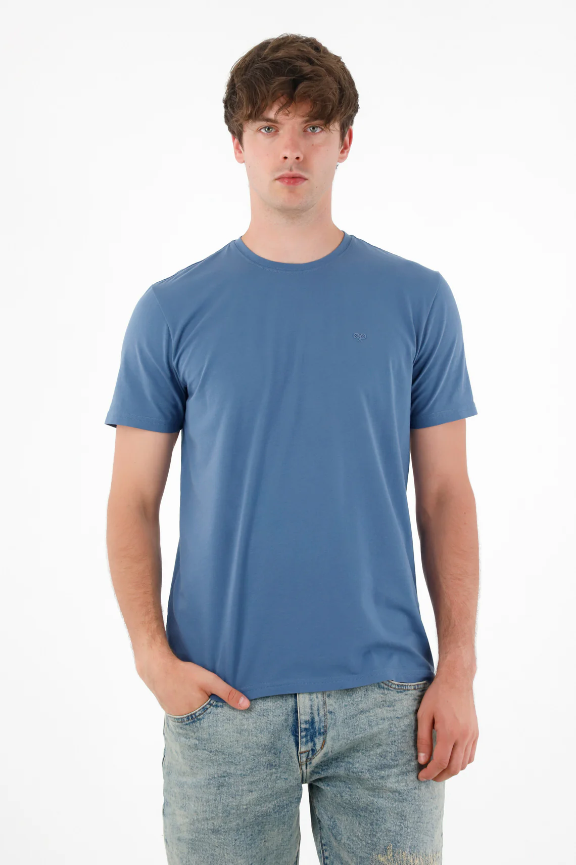 Blue Printed Racquet T-Shirt for Men - Image 3