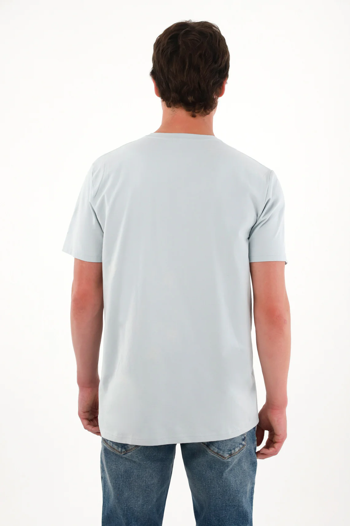 Basic Blue Mini Print T-Shirt for Men - Image 4