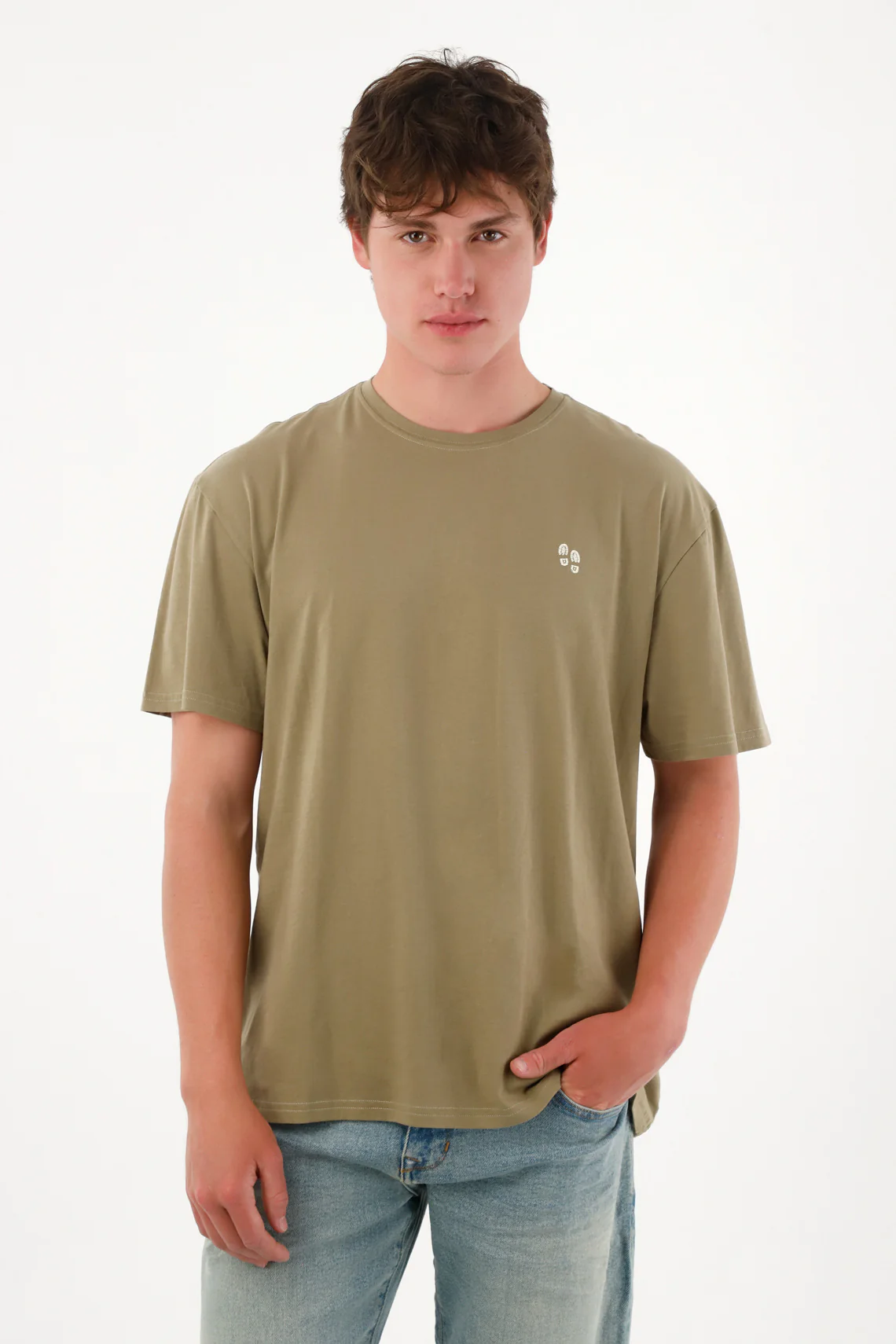 Men's Basic Green Graphic Tee with Back Print