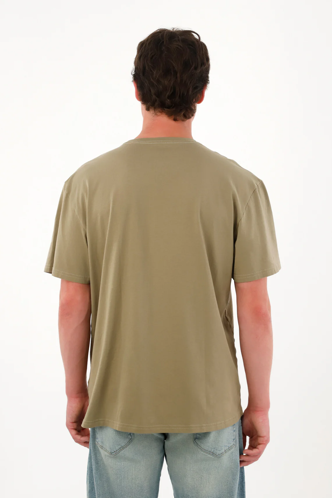 Men's Basic Green Graphic Tee with Back Print - Image 4
