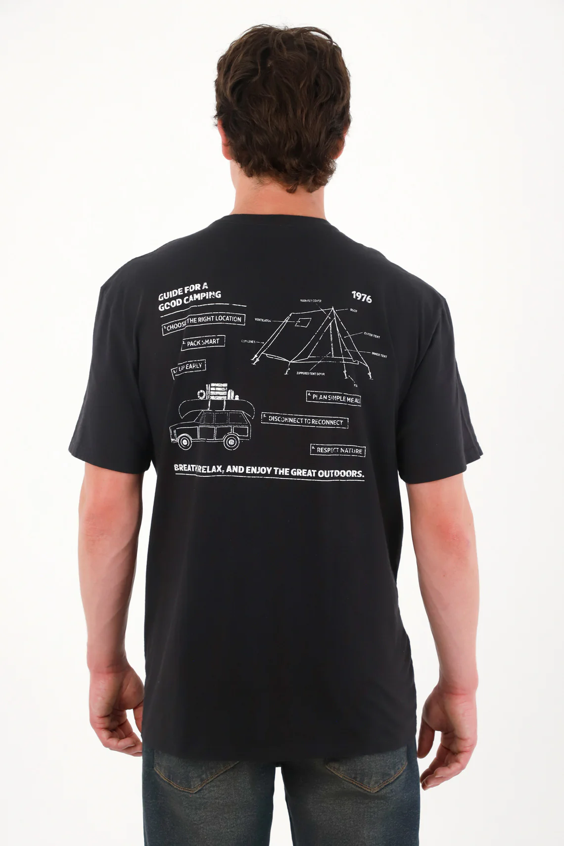 Men's Black Graphic Back Tee - Image 4