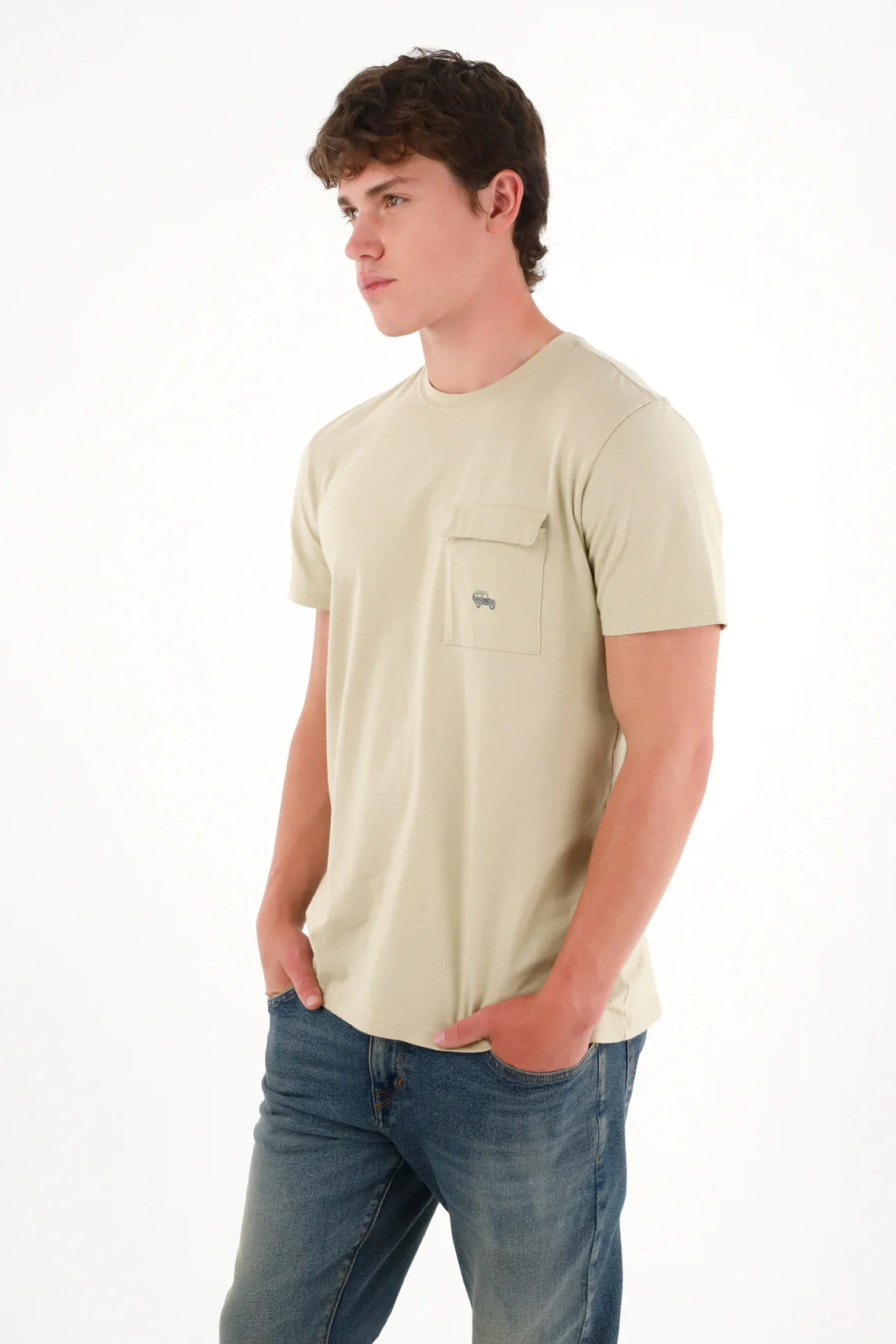 Men's Brown Pocket Tee with Heart Print - Image 3