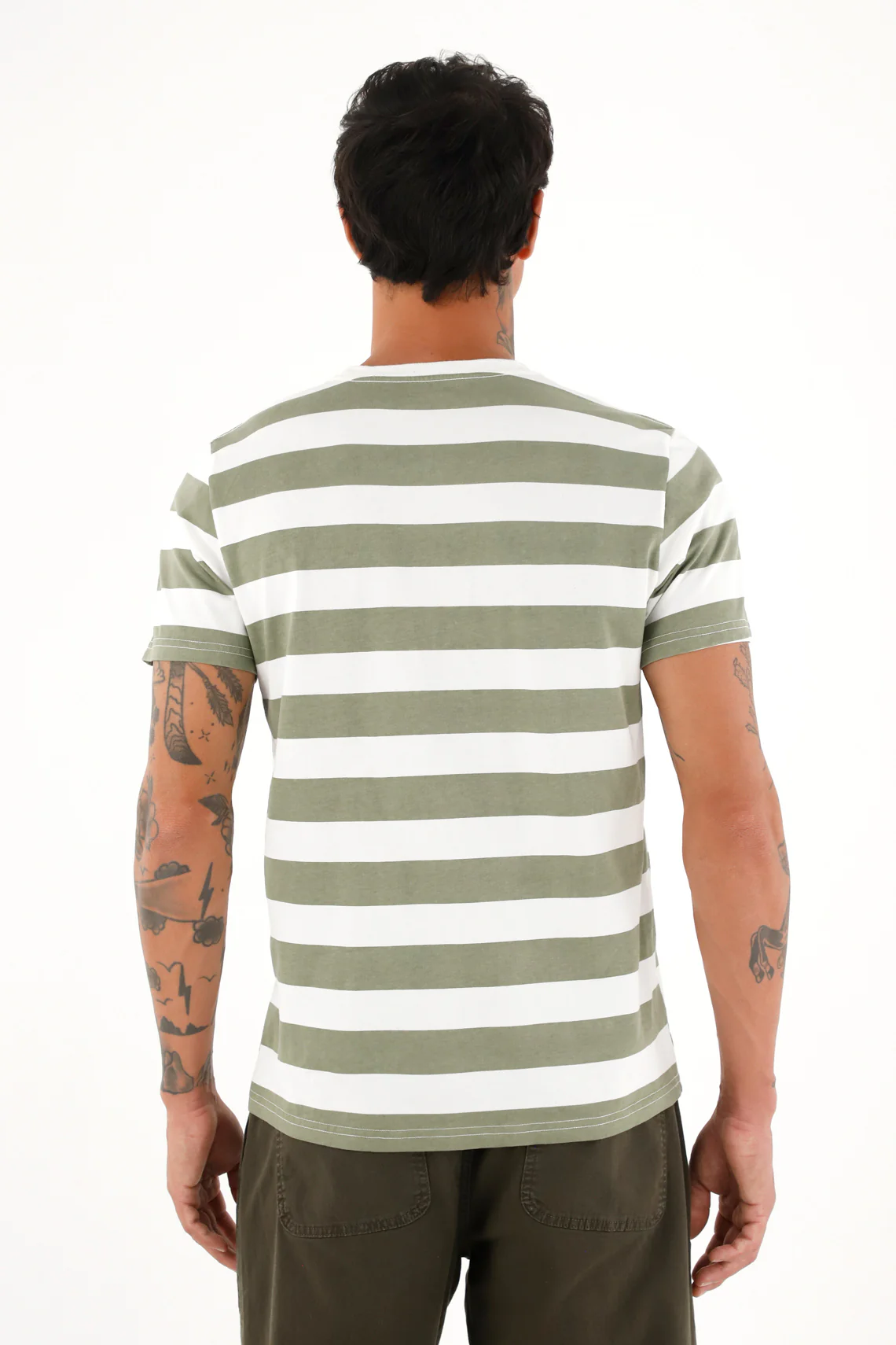 Green Striped Graphic Tee for Men - Image 4