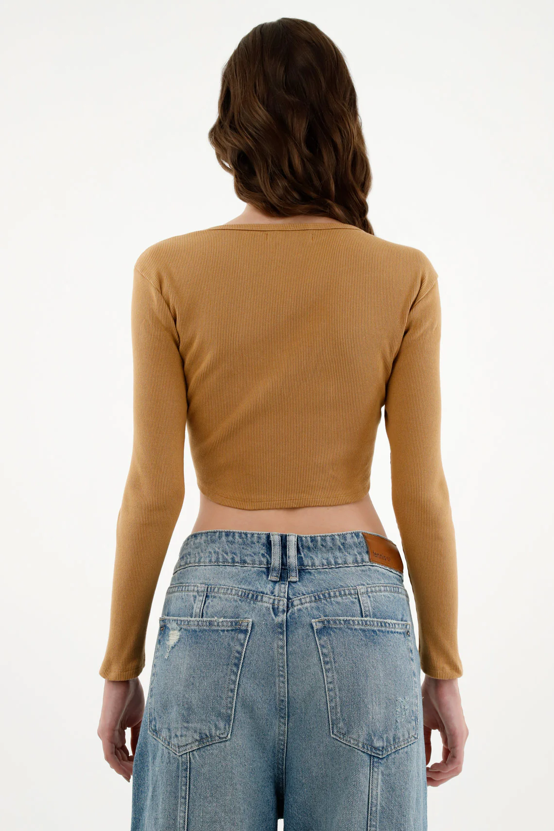 Women's Brown Cropped T-Shirt - Image 4