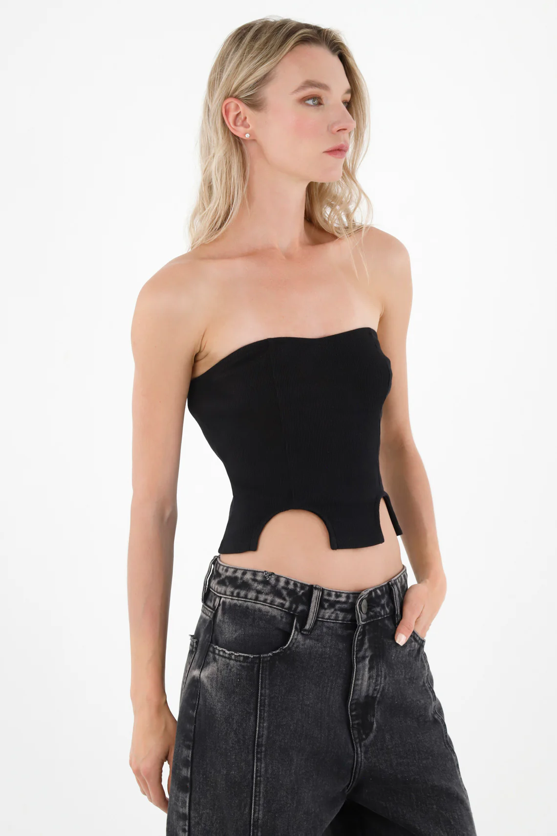 Women's Black Strapless Top - Image 2