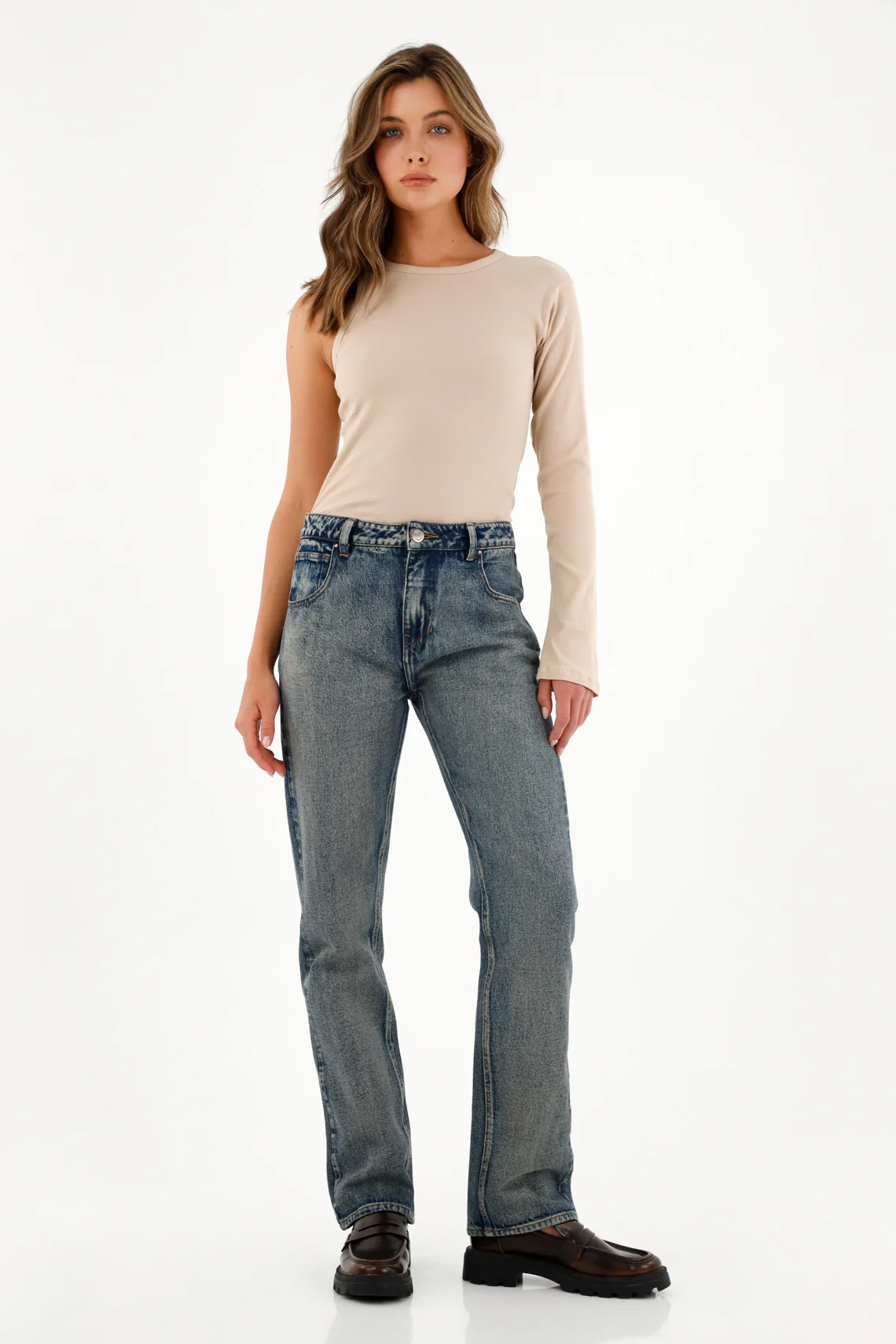 Women's One-Shoulder Grey Top - Image 2