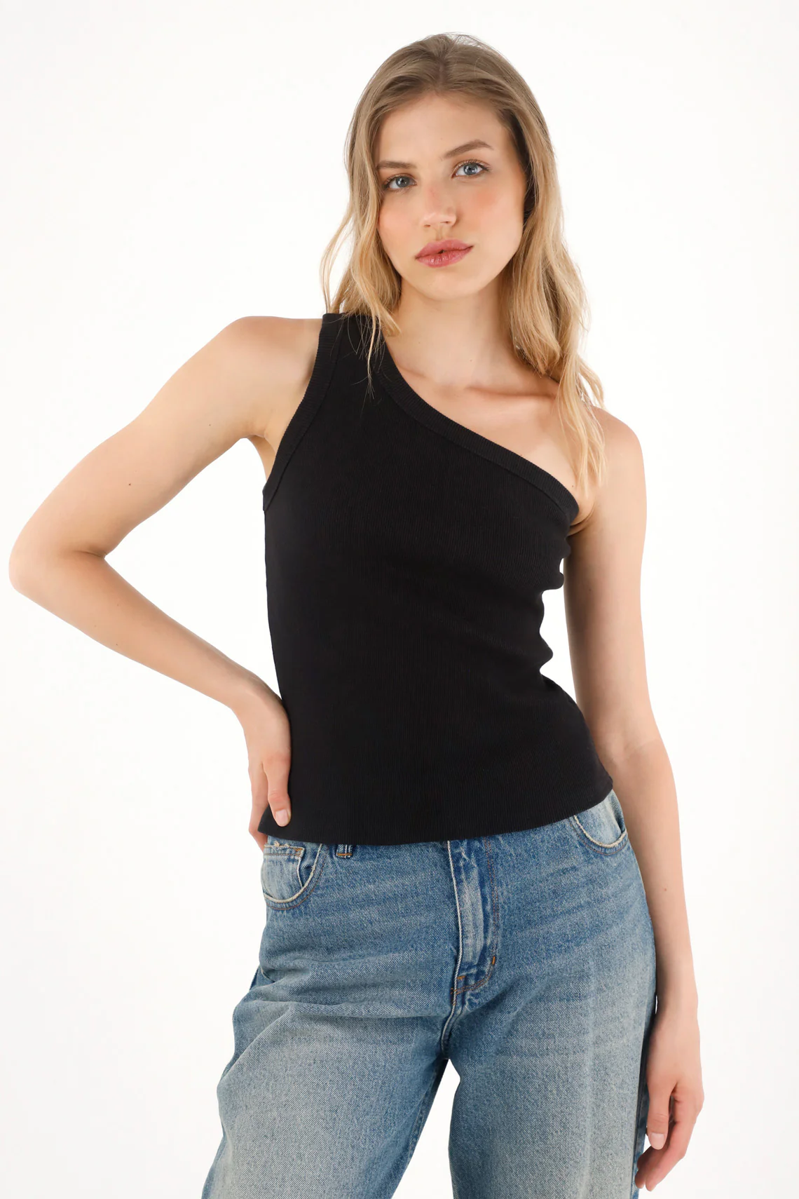 Women's Black One-Shoulder Top