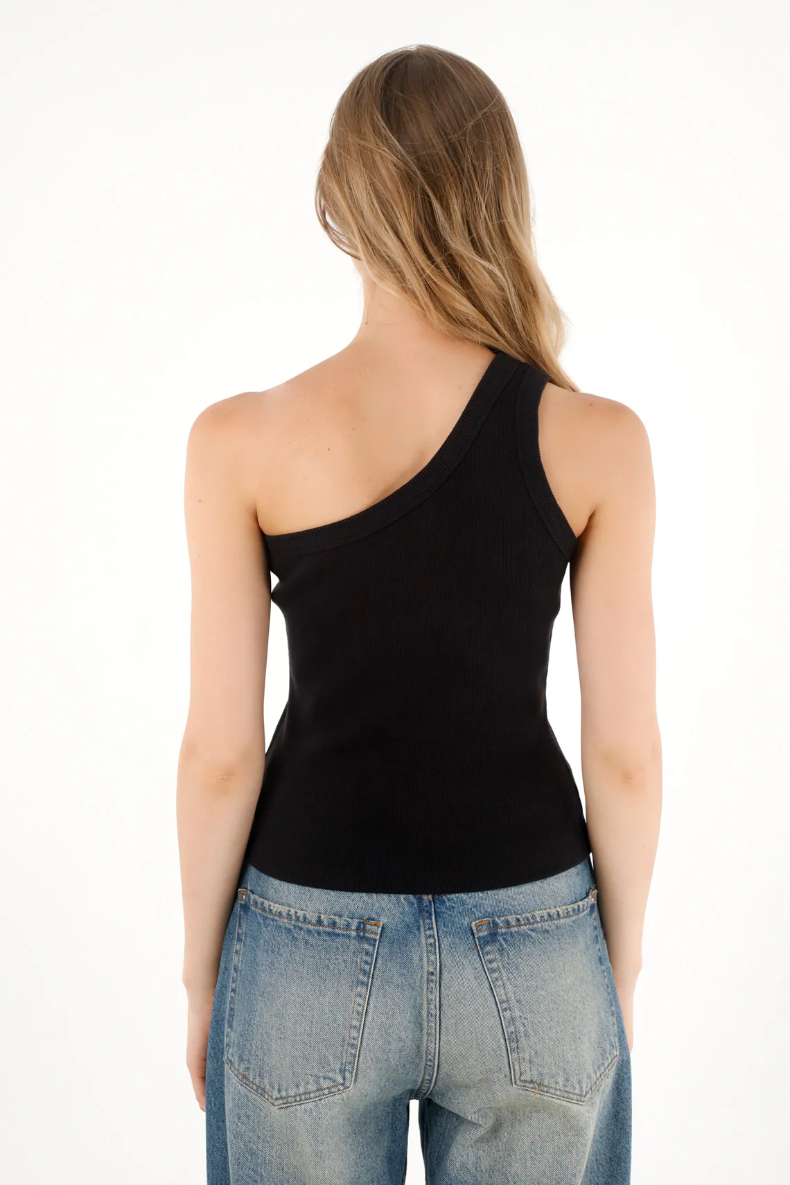 Women's Black One-Shoulder Top - Image 2
