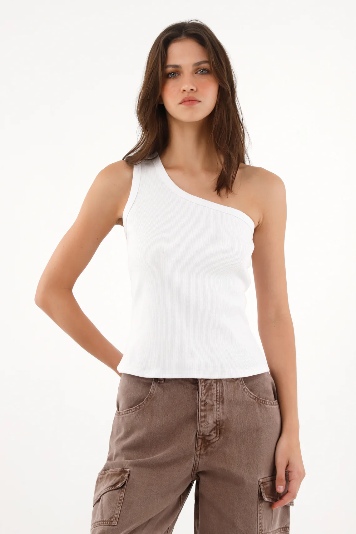 Women's White One-Shoulder Top
