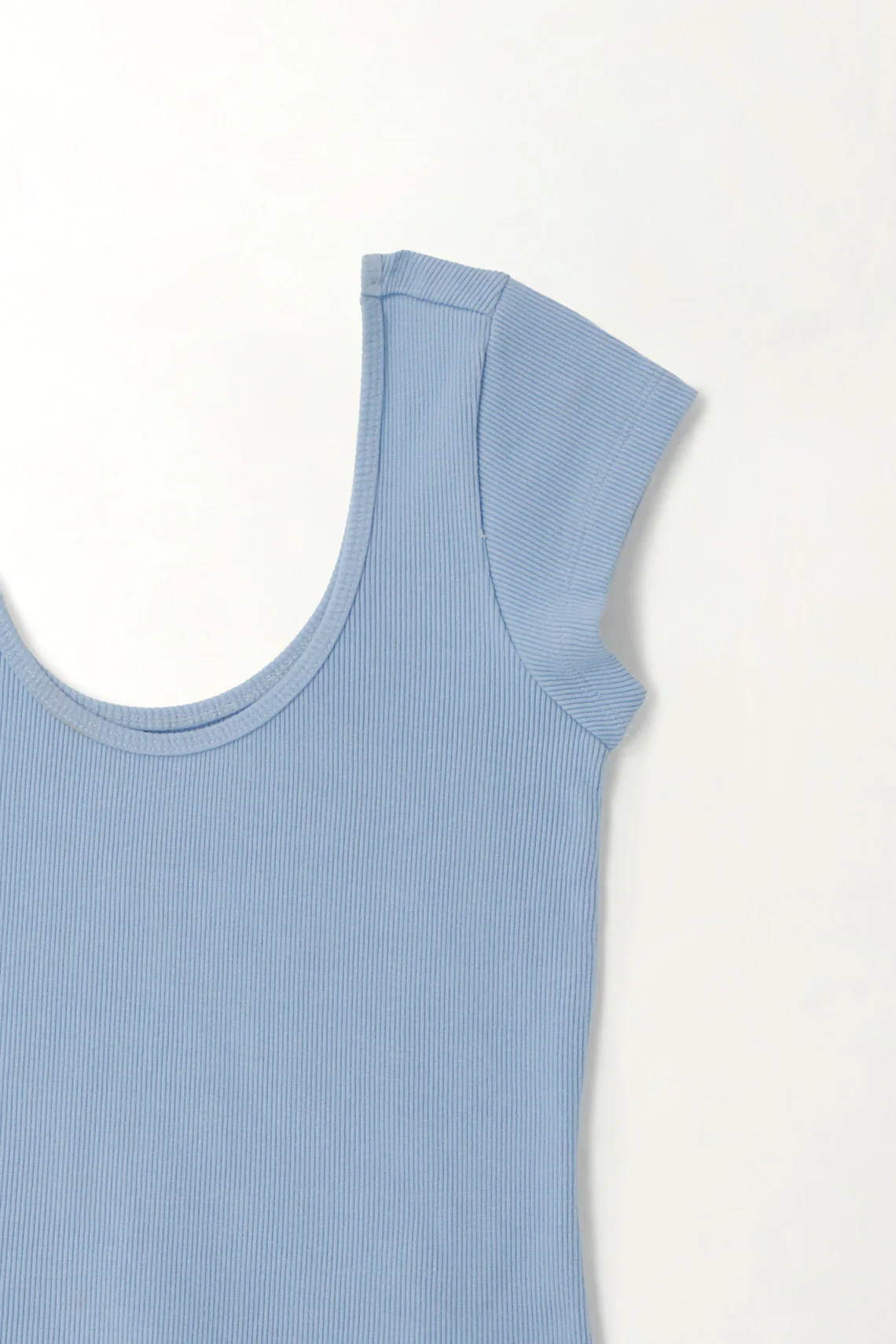 Women's Fitted Ribbed Blue T-Shirt - Image 5
