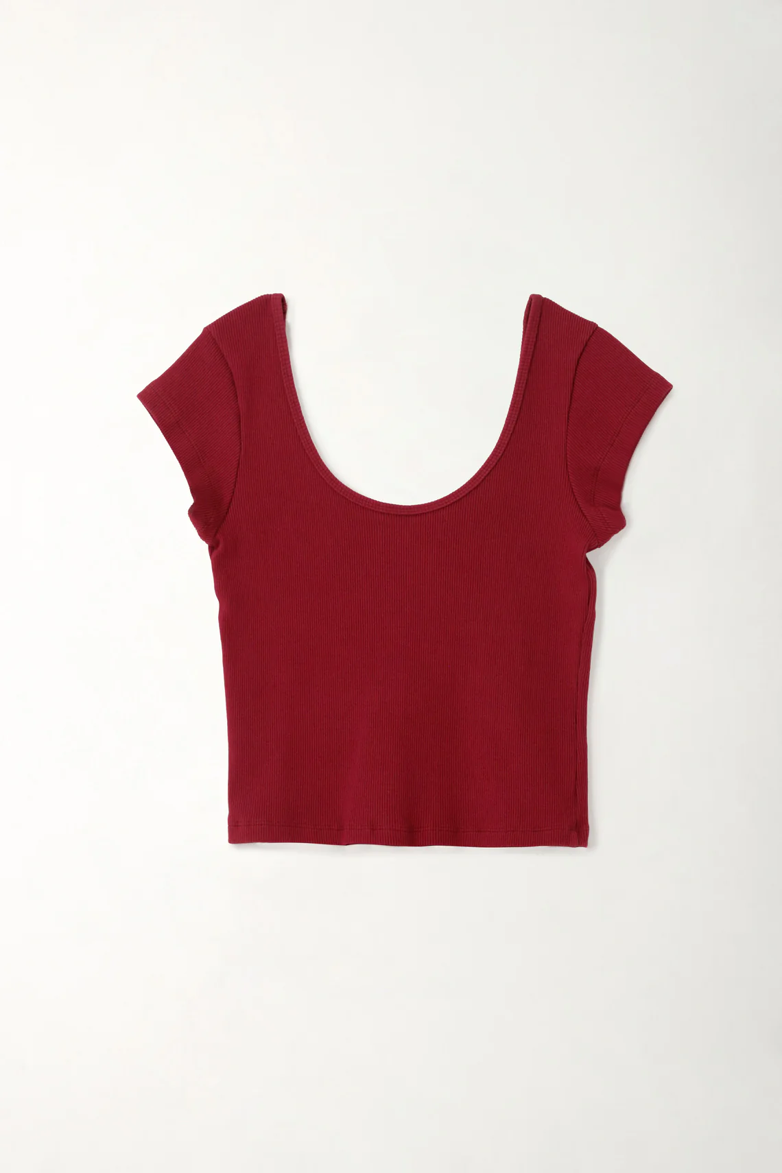 Women's Red Fitted Ribbed T-Shirt - Image 3