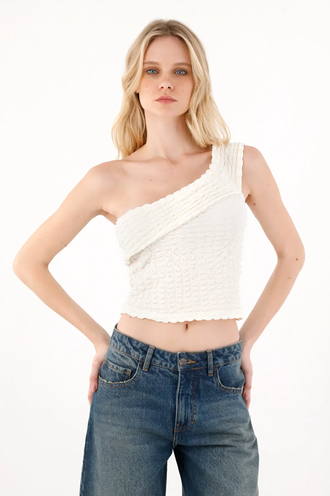 Women's Textured Cream T-Shirt