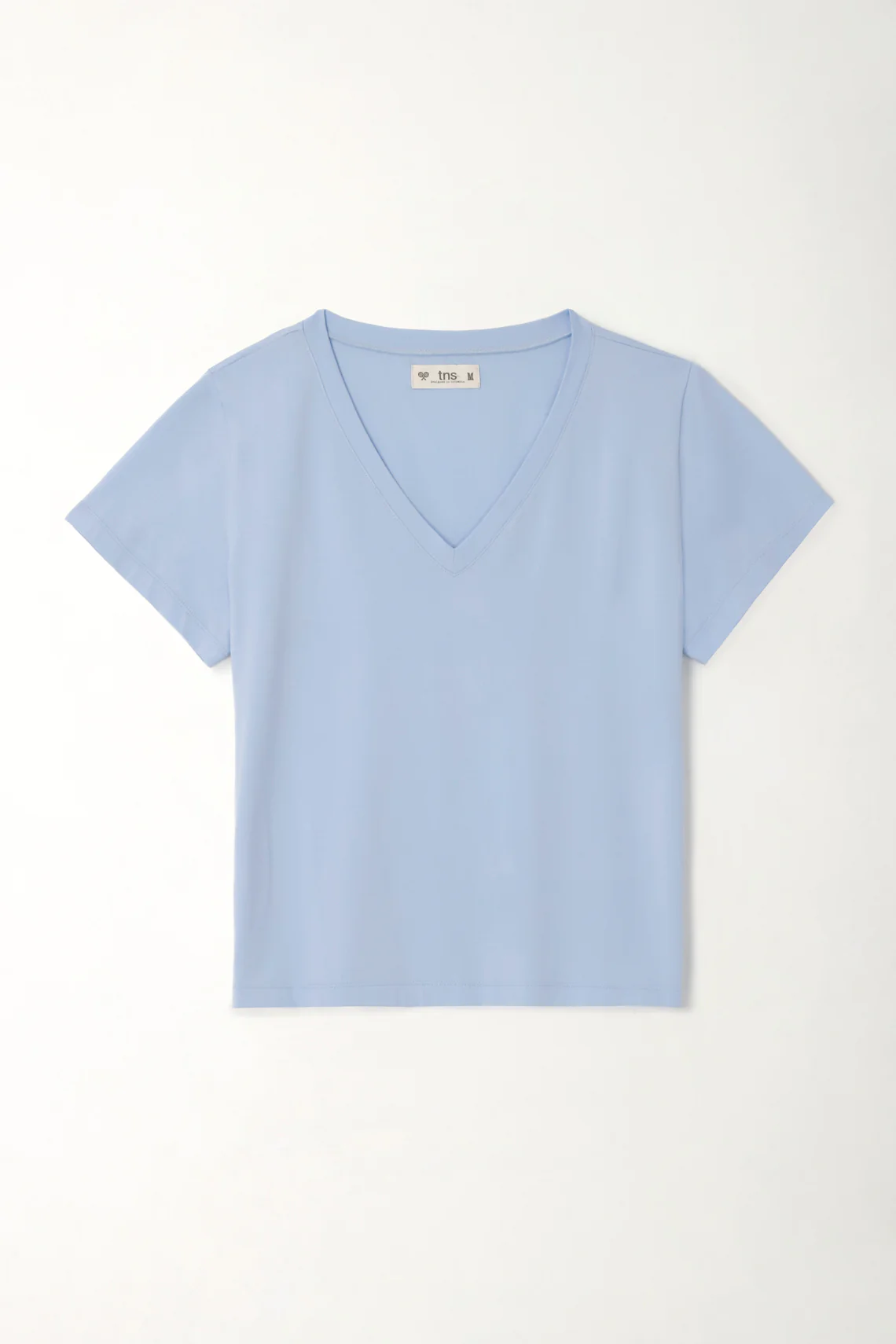 Women's Blue V-Neck Basic Tee - Image 5