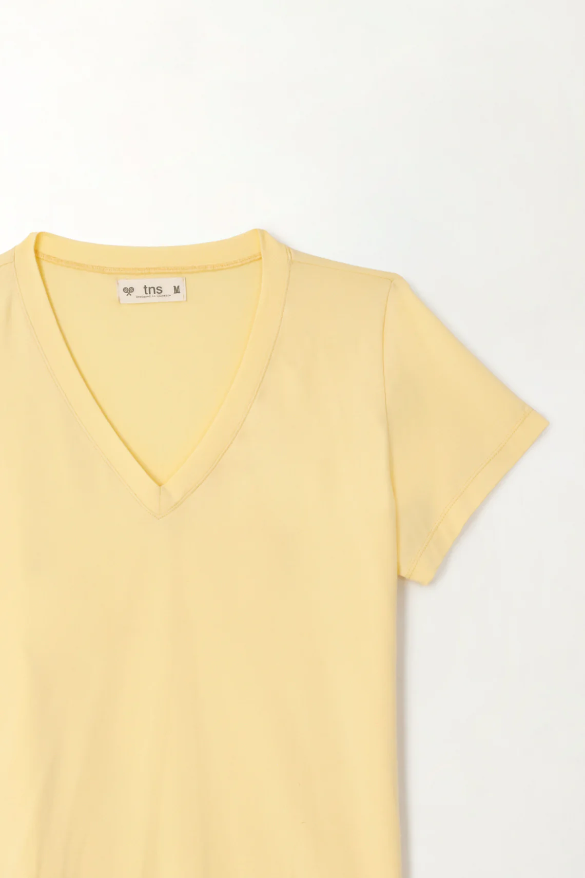 Women's Yellow V-Neck Basic T-Shirt - Image 3