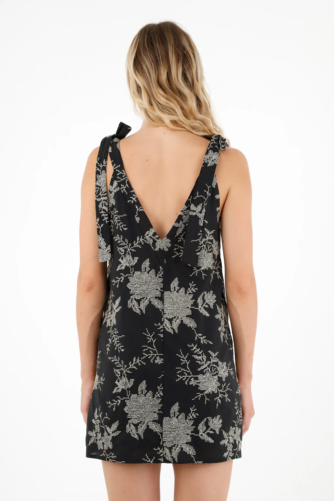 Women's Black Dress with Embroidered Details - Image 4