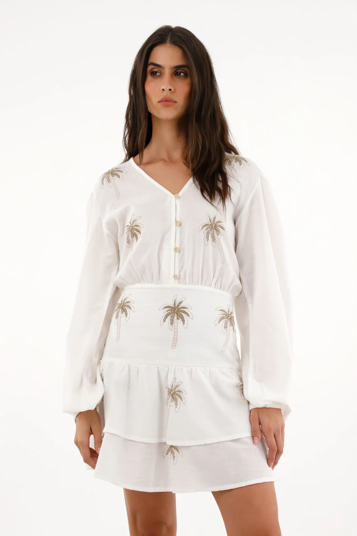 Women's Long Sleeve Printed Short Dress