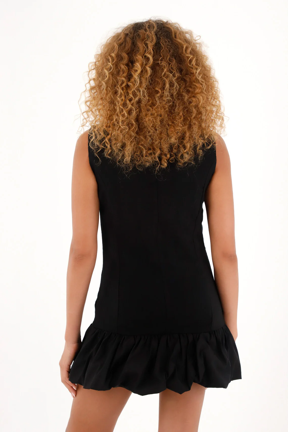 Women's short black dress with bubble skirt - Image 4