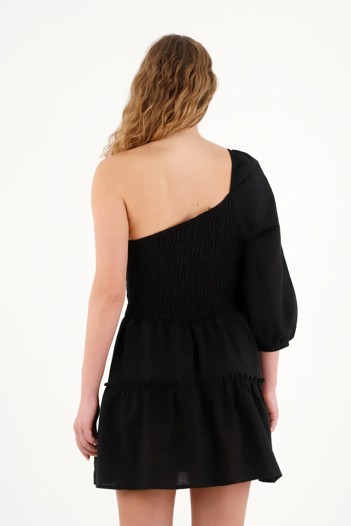 Women's black 100% linen short dress - Image 4