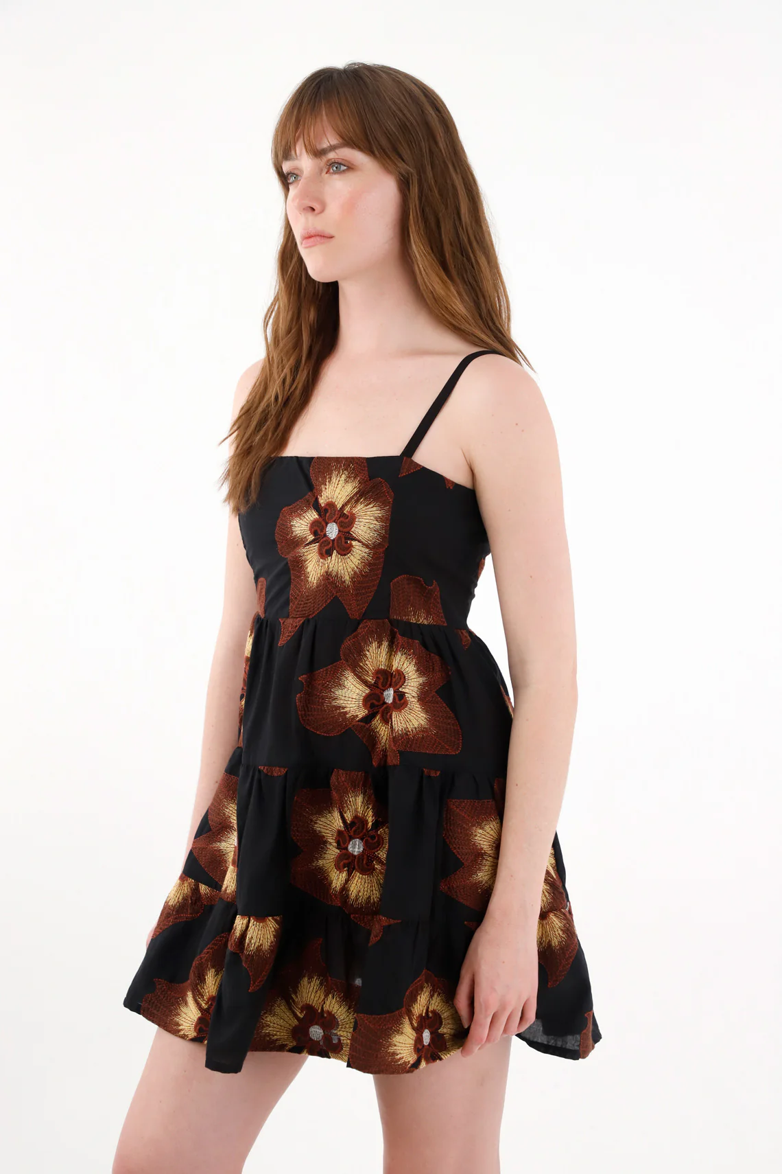 Women's Multicolor Embroidered Short Dress