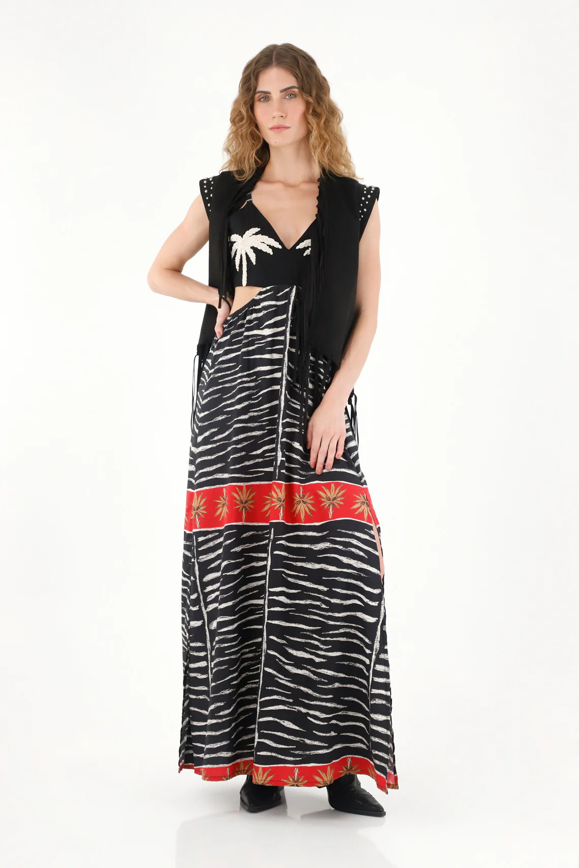 Women's Cut Out Printed Maxi Dress