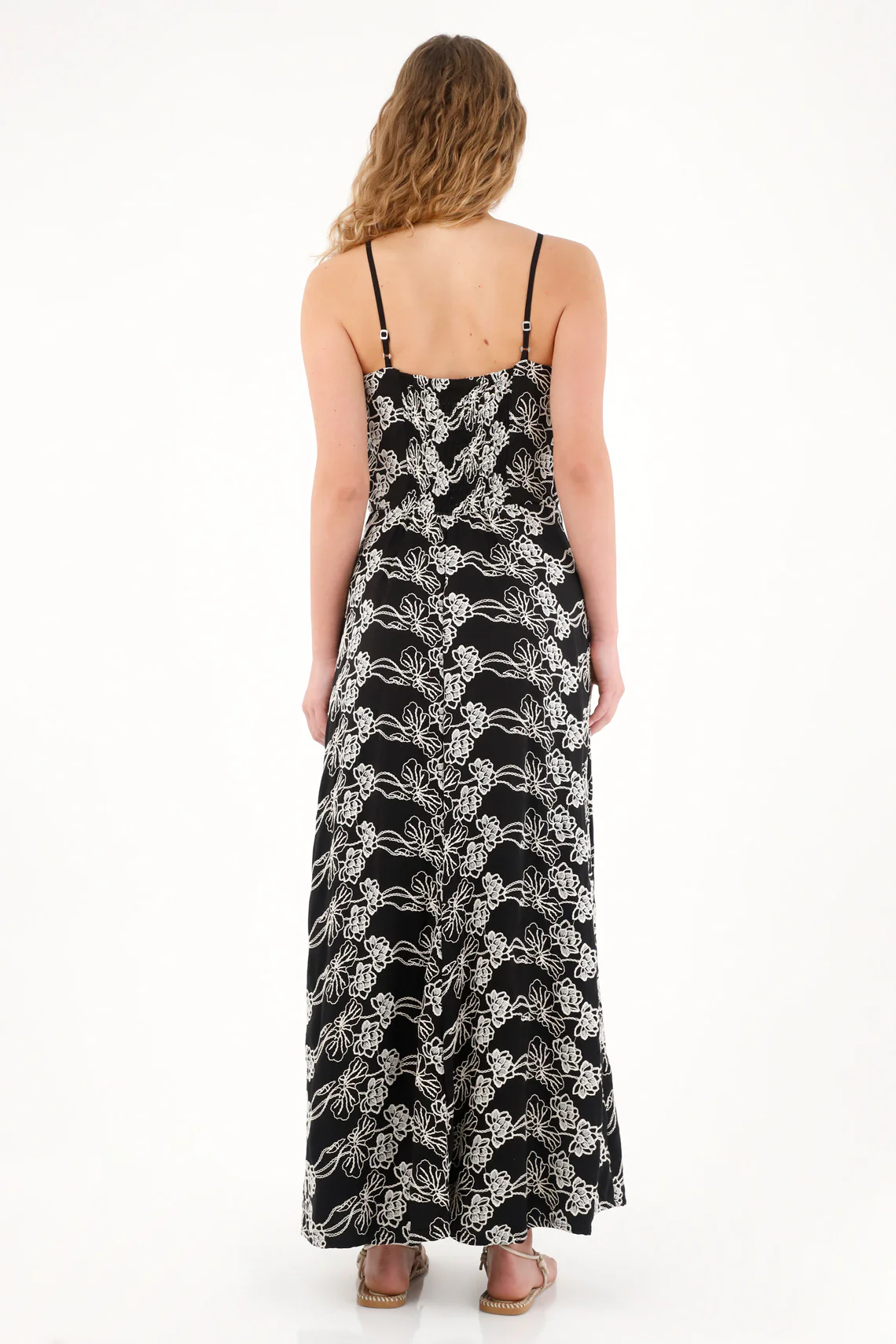 Women's Long Printed Dress with Straight Neckline - Image 4