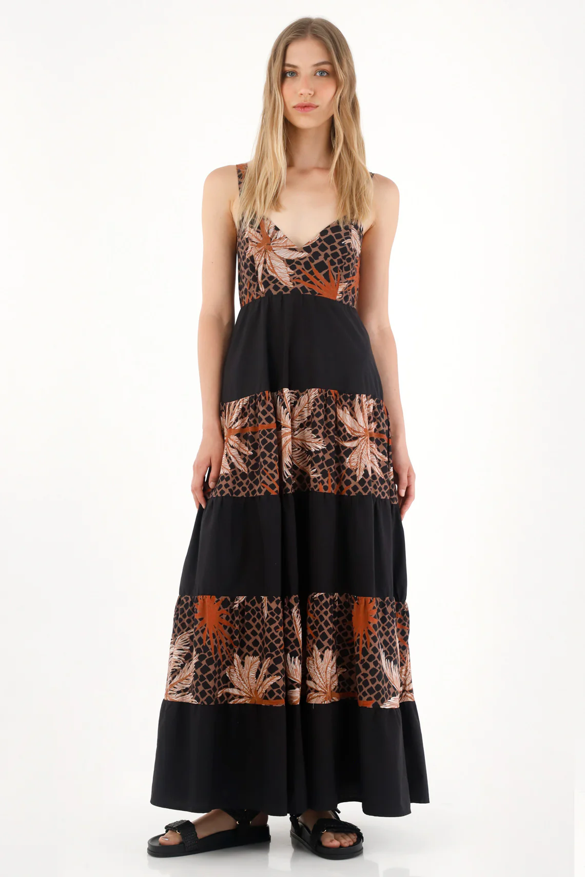 Women's Long Black Striped Maxi Dress