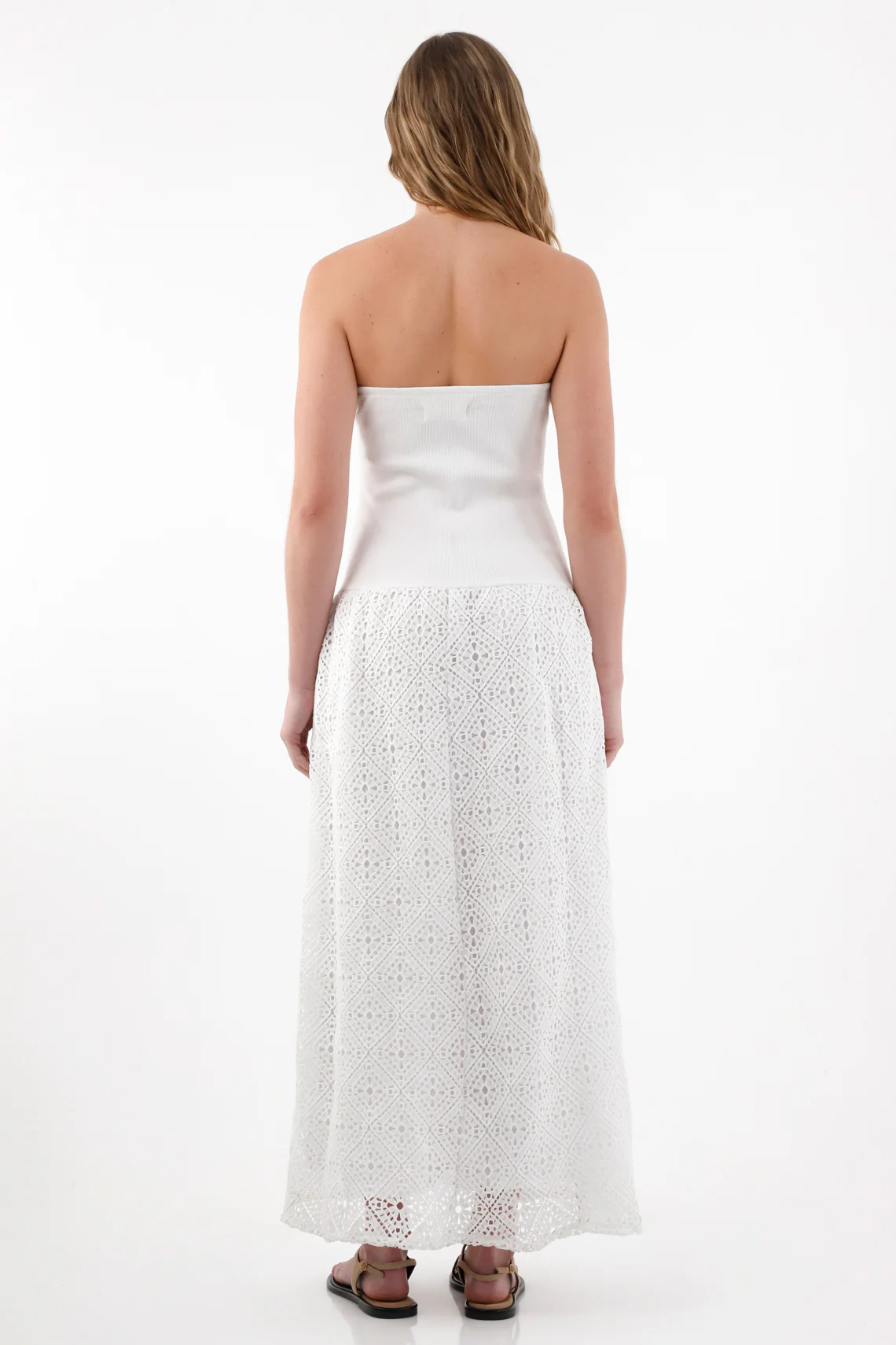 Women's Strapless Long Dress in Cream - Image 4