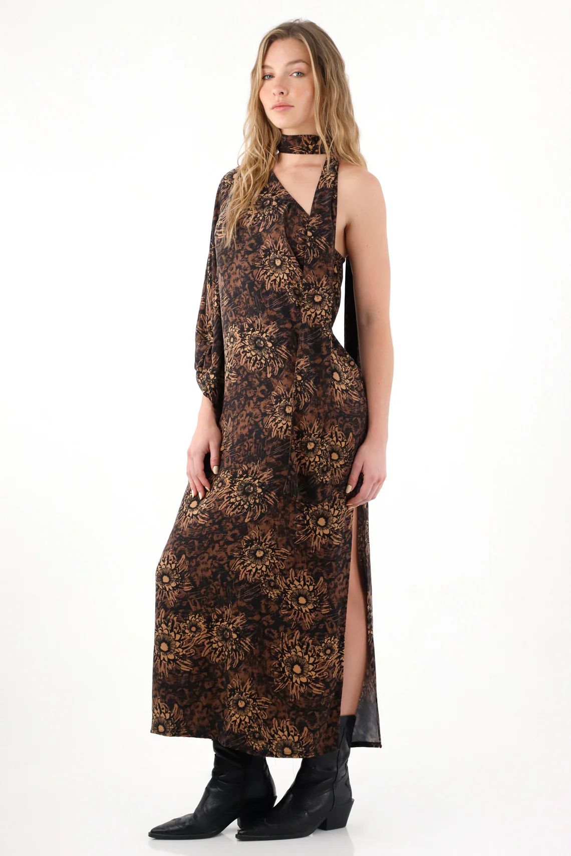 Long Wide Floral Print Dress for Women - Image 2