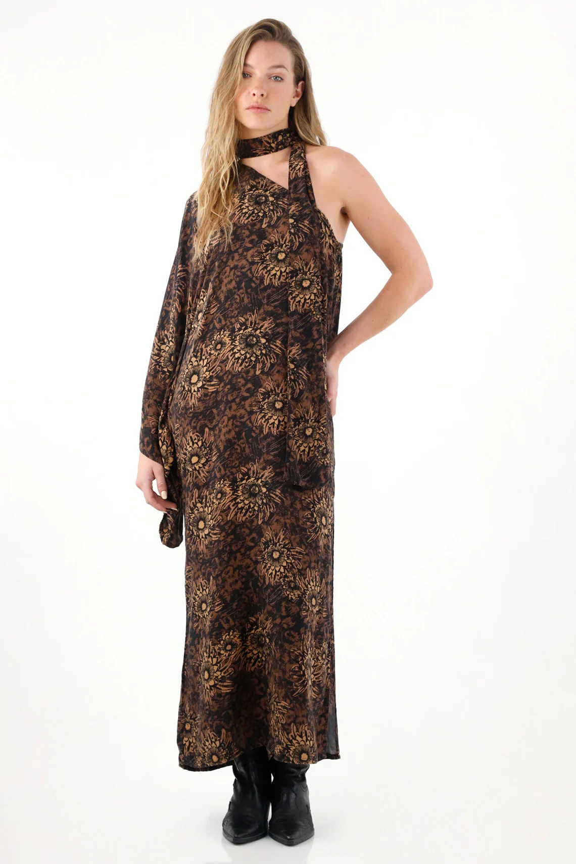 Long Wide Floral Print Dress for Women - Image 5