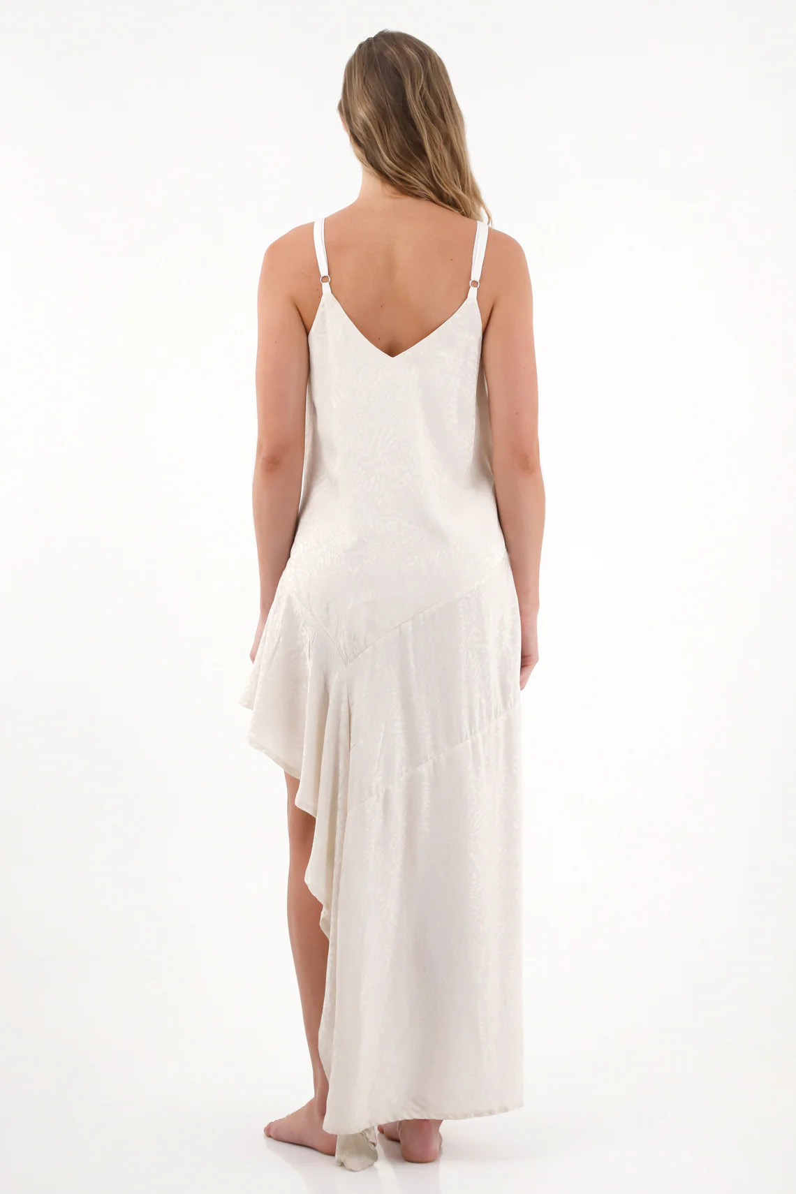 Women's Asymmetrical Grey Animal Print Maxi Dress - Image 4