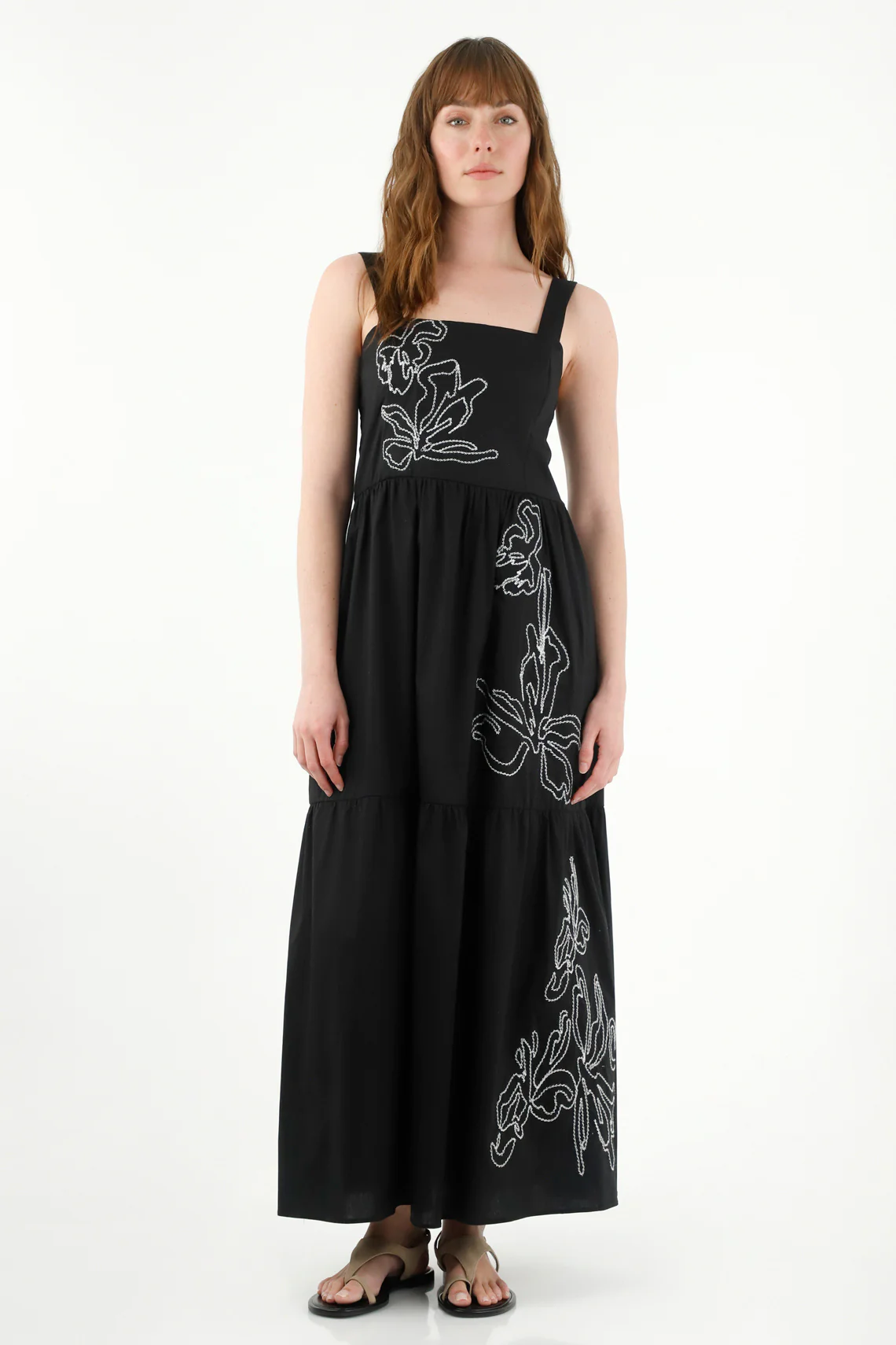 Boho Embroidered Wide Strap Dress for Women - Image 2