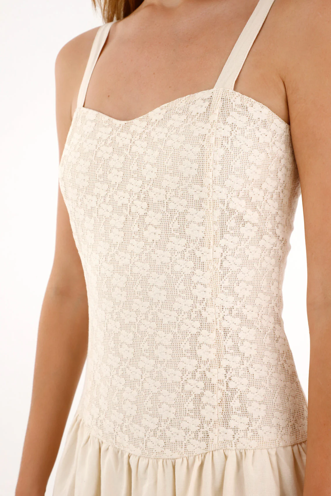 Women's Long Linen-Style Dress in Cream - Image 2