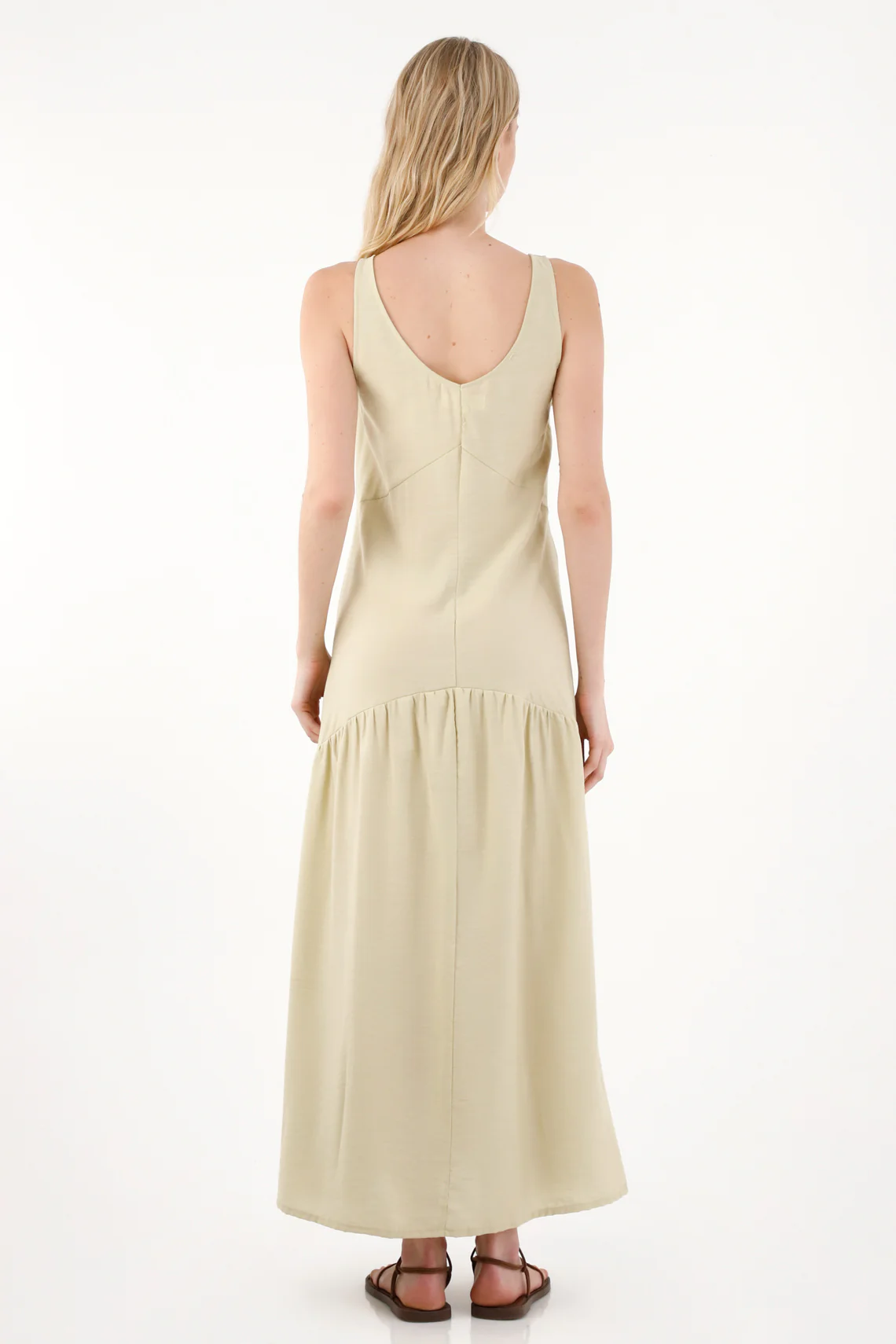Long Green Sleeveless Dress for Women - Image 4