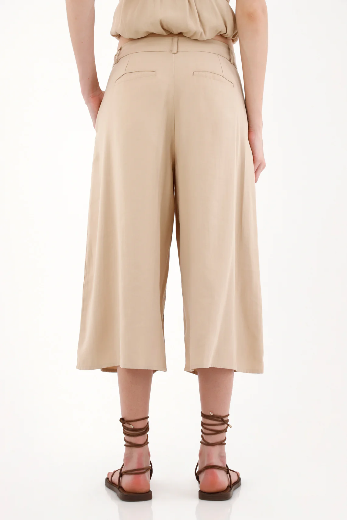 Wide Leg Pants with Raw Hem in Brown for Women - Image 4