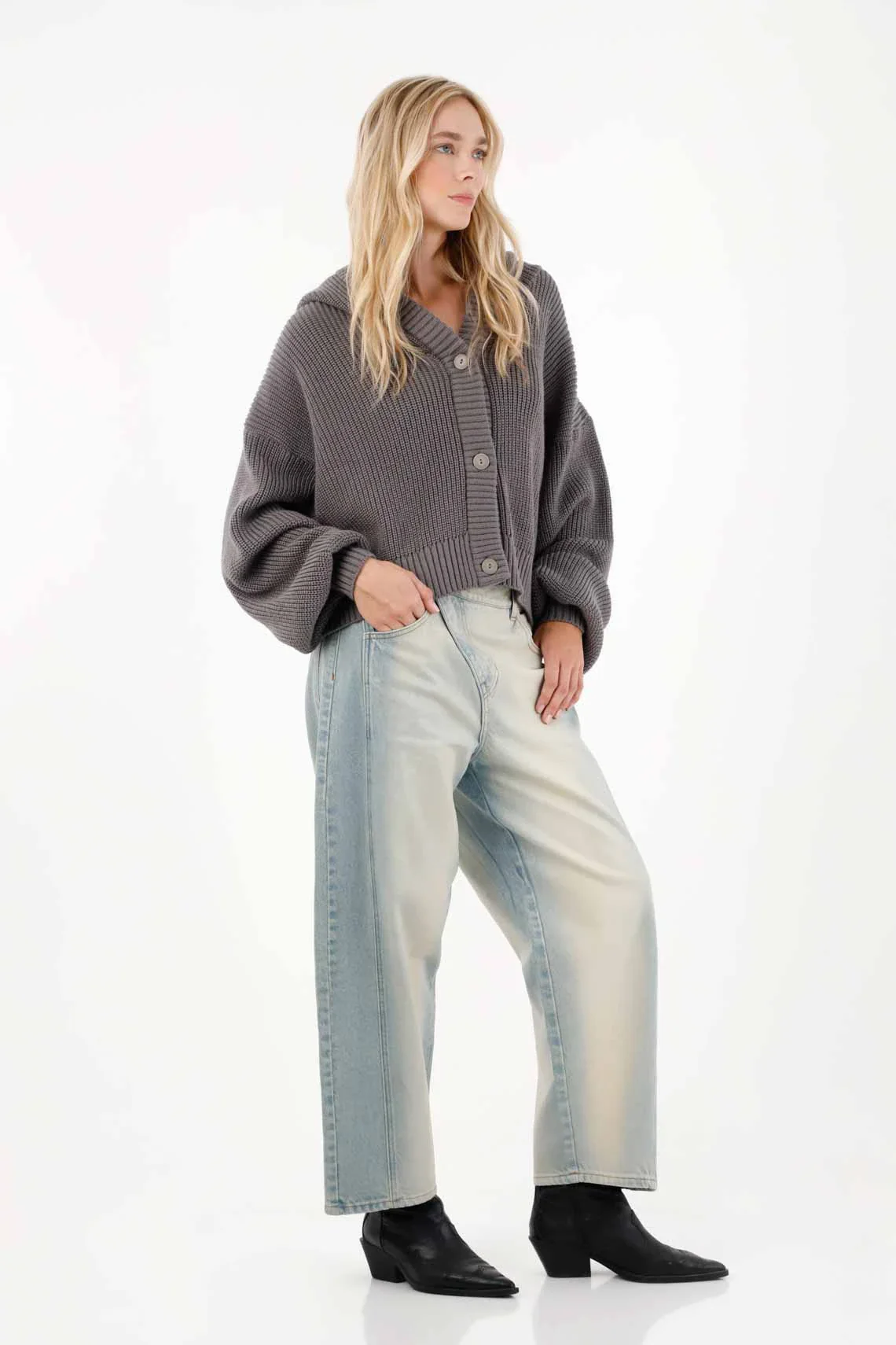 Women’s Oversized Acrylic Gray Hoodie - Image 5